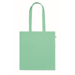 Bolsa de la compra de algodón reciclado con asas largas 140 g/m2 color verde menta cuarta vista