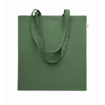 Bolsa de la compra de algodón reciclado con asas largas 140 g/m2 color verde oscuro