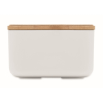 Fiambrera hecha de maíz con tapa de bambú y cierre elástico 1L color blanco septima vista