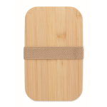 Fiambrera hecha de maíz con tapa de bambú y cierre elástico 1L color beige octava vista