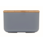 Fiambrera hecha de maíz con tapa de bambú y cierre elástico 1L color negro mate septima vista