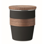 Vaso de acero inoxidable con detalle removible de madera 350ml color negro