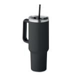 Vaso termo de acero inoxidable reciclado con pajita 1.2L color negro