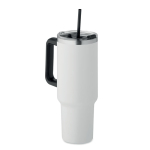 Vaso termo de acero inoxidable reciclado con pajita 1.2L color blanco