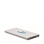 Batería externa personalizada en aluminio de 8.000 mAh color plateado mate vista de impresión
