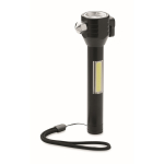 Linterna con martillo y cortador para emergencias con luz COB color negro