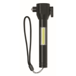 Linterna con martillo y cortador para emergencias con luz COB color negro octava vista