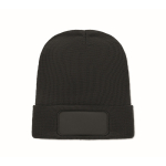 Gorro unisex de poliéster RPET con parche para personalización color negro