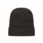 Gorro unisex de poliéster RPET con parche para personalización color negro segunda vista