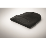 Gorro unisex de poliéster RPET con parche para personalización color negro vista fotografía cuarta vista