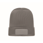 Gorro unisex de poliéster RPET con parche para personalización color gris oscuro