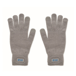 Guantes de poliéster reciclado con parche para personalización color gris oscuro vista de impresión