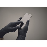 Guantes de poliéster reciclado con parche para personalización color azul marino vista fotografía cuarta vista