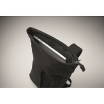 Mochila roll-top para portátil de algodón reciclado 15'' color negro vista fotografía cuarta vista