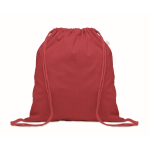 Mochila de cuerdas de algodón reciclado y RPET 140g/m2 color rojo