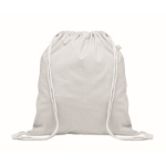 Mochila de cuerdas de algodón reciclado y RPET 140g/m2 color blanco