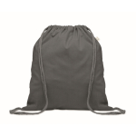 Mochila de cuerdas de algodón reciclado y RPET 140g/m2 color gris oscuro