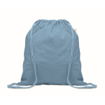 Mochila corporativa de cuerdas de algodón reciclado y RPET 140g/m2 color azul riviera