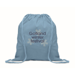 Mochila corporativa de cuerdas de algodón reciclado y RPET 140g/m2 color azul riviera vista principal