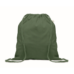 Mochila de cuerdas de algodón reciclado y RPET 140g/m2 color verde oscuro