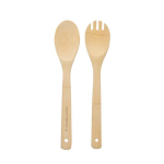 2 utensilios de cocina de bambú para ensalada con bolsa color marrón vista de impresión