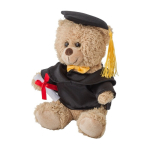 Osito de peluche publicitario con bata, gorro y diploma de graduación color multicolor primera vista