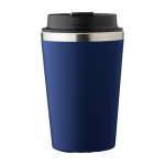 Vaso térmico de acero inoxidable de tapa negra y borde plateado 350ml color azul primera vista