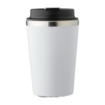 Vaso térmico de acero inoxidable de tapa negra y borde plateado 350ml color blanco primera vista