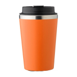 Vaso térmico de acero inoxidable de tapa negra y borde plateado 350ml color naranja primera vista