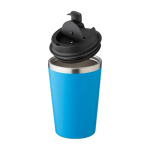 Vaso térmico de acero inoxidable de tapa negra y borde plateado 350ml color azul claro quinta vista
