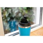 Vaso térmico de acero inoxidable de tapa negra y borde plateado 350ml