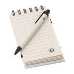 Bloc de notas anillado en parte superior con bolígrafo tinta azul A6 color blanco/negro cuarta vista
