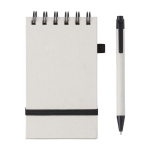 Bloc de notas anillado en parte superior con bolígrafo tinta azul A6 color blanco/negro sexta vista