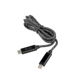Cable de carga de nylon de 1 metro de largo con puertos USB-C 65 W vista de impresión