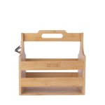 Caja cervecera de bambú con abridor y capacidad para 6 botellas color marrón vista de impresión