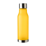 Botella de RPET aspecto glaseado con tapa y base de acero inox 600ml color amarillo primera vista