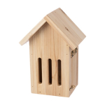 Casita para colgar de mariposas hecha de madera de pino color marrón tercera vista