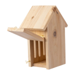 Casita para colgar de mariposas hecha de madera de pino color marrón cuarta vista