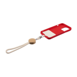 Pulsera y portaacreditaciones de cuerda de algodón y detalle en bambú color caqui cuarta vista