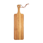 Tabla para servir de madera de acacia con asa y cordón de PU color marrón tercera vista