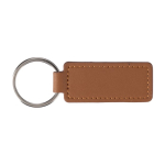 Llavero de cuero sintético y piel de manzana con anilla de metal color marrón primera vista