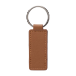 Llavero de cuero sintético y piel de manzana con anilla de metal color marrón tercera vista