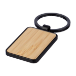 Llavero de bambú con borde y colgador de metal negro personalizable color negro tercera vista