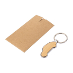 Llavero hecho de bambú y zinc en forma de coche personalizable color marrón sexta vista