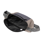 Riñonera tricolor de poliéster con bolsillo frontal y superior color marrón grisáceo segunda vista