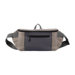 Riñonera tricolor de poliéster con bolsillo frontal y superior color marrón grisáceo cuarta vista