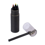 Set de 7 lápices de colores en un estuche con sacapuntas color negro primera vista