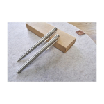 Set de bolígrafo y roller de acero inoxidable tinta azul color plateado séptima vista