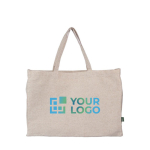 Bolsa hecha de cáñamo color natural con asas a juego 280 g/m2 color caqui vista de impresión