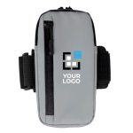 Brazalete deportivo con bolsa con compartimientos impermeables color gris vista de impresión